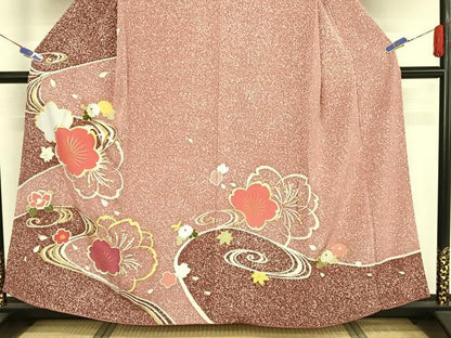 平和屋着物●訪問着 流水花文 金彩 正絹 逸品 AAAY9979np