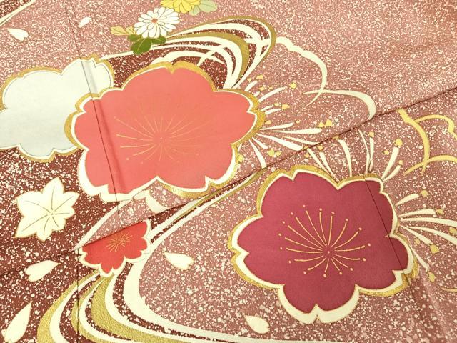 平和屋着物●訪問着 流水花文 金彩 正絹 逸品 AAAY9979np