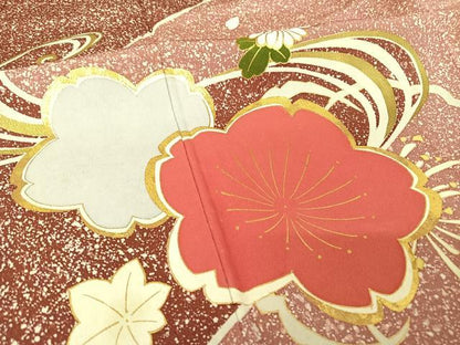 平和屋着物●訪問着 流水花文 金彩 正絹 逸品 AAAY9979np