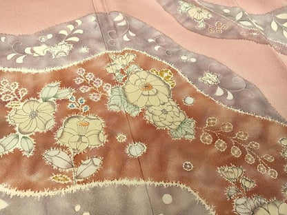 平和屋着物●訪問着 辻が花 桃色地 正絹 逸品 AAAY9984np