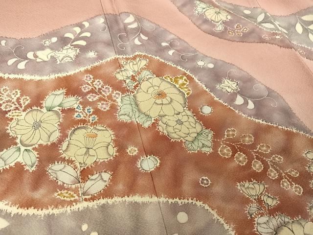 平和屋着物●訪問着 辻が花 桃色地 正絹 逸品 AAAY9984np
