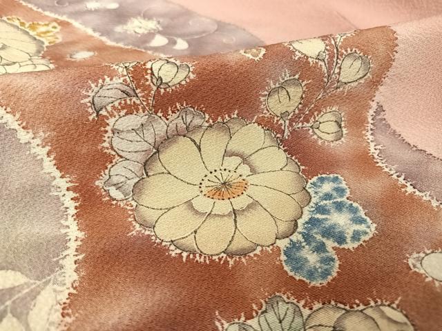 平和屋着物●訪問着 辻が花 桃色地 正絹 逸品 AAAY9984np
