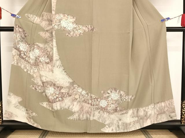 平和屋着物●訪問着 辻が花 絞り 灰汁色 正絹 逸品 AAAY9985np