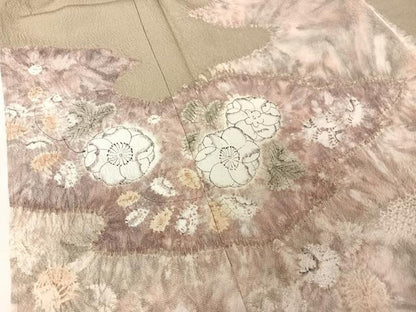 平和屋着物●訪問着 辻が花 絞り 灰汁色 正絹 逸品 AAAY9985np