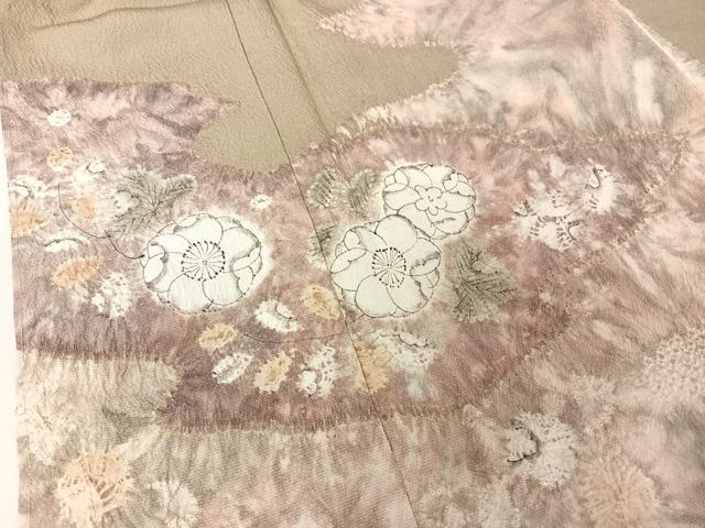 平和屋着物●訪問着 辻が花 絞り 灰汁色 正絹 逸品 AAAY9985np