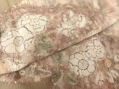 平和屋着物●訪問着 辻が花 絞り 灰汁色 正絹 逸品 AAAY9985np