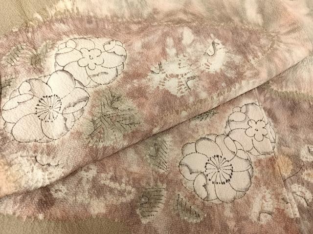 平和屋着物●訪問着 辻が花 絞り 灰汁色 正絹 逸品 AAAY9985np