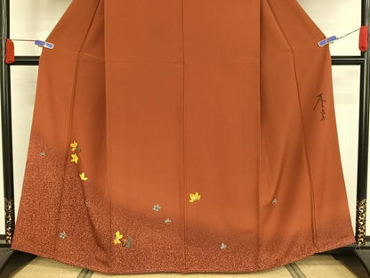 平和屋着物●木下茂森　訪問着　手描き　舞花文　たたき染め　正絹　逸品　AAAY9986np