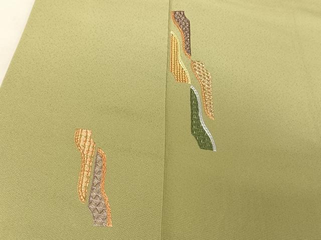 平和屋着物●総刺繍 訪問着 柳茶色 正絹 逸品 AAAY9989np