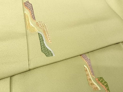 平和屋着物●総刺繍 訪問着 柳茶色 正絹 逸品 AAAY9989np