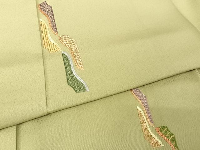 平和屋着物●総刺繍 訪問着 柳茶色 正絹 逸品 AAAY9989np