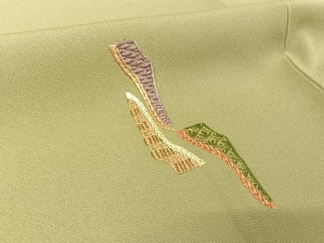 平和屋着物●総刺繍 訪問着 柳茶色 正絹 逸品 AAAY9989np