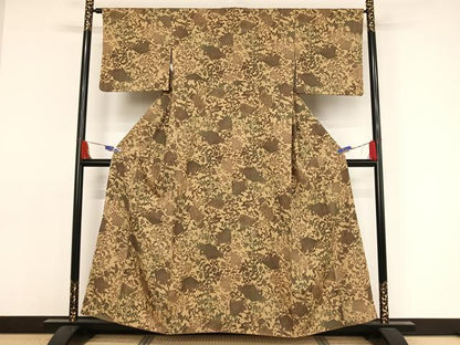 平和屋着物●上質な小紋　地紙更紗花文　正絹　逸品　AAAY9998np