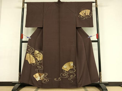 平和屋着物●訪問着 地紙流水草花文 金彩 正絹 逸品 AAAY9999np