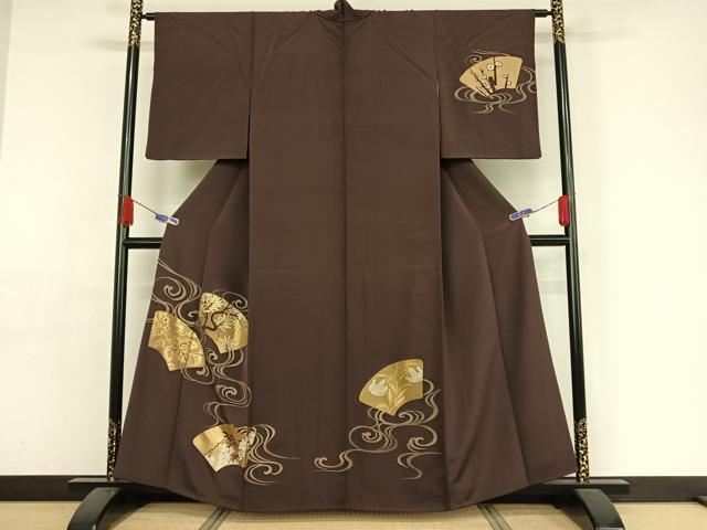 平和屋着物●訪問着 地紙流水草花文 金彩 正絹 逸品 AAAY9999np