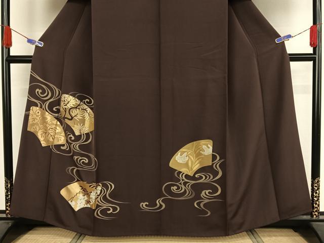 平和屋着物●訪問着 地紙流水草花文 金彩 正絹 逸品 AAAY9999np
