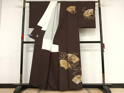 平和屋着物●訪問着 地紙流水草花文 金彩 正絹 逸品 AAAY9999np