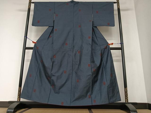 平和屋着物●本場大島紬　カタス7マルキ　色紙舞蝶文　正絹　逸品　AAAZ0009zg