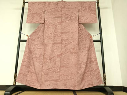平和屋着物●江戸小紋 渡り橋風景花文 やまと誂製 正絹 逸品 AAAZ0010zg