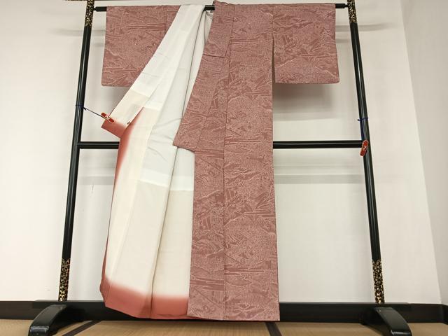 平和屋着物●江戸小紋 渡り橋風景花文 やまと誂製 正絹 逸品 AAAZ0010zg