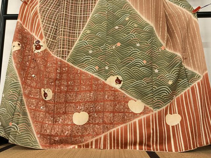 平和屋着物●訪問着 刺繍 枝花文 椿 暈し染め 金彩 正絹 逸品 AAAZ0025zg