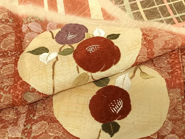 平和屋着物●訪問着 刺繍 枝花文 椿 暈し染め 金彩 正絹 逸品 AAAZ0025zg