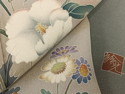 平和屋着物●豪華色留袖　友禅　作家物　草花文　暈し染め　正絹　逸品　AAAZ0031zg