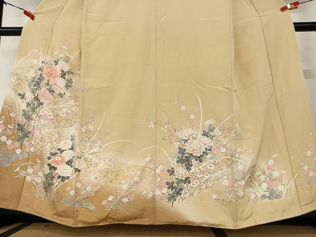平和屋着物●訪問着　草花文　暈し染め　金彩　正絹　逸品　AAAZ0058zg