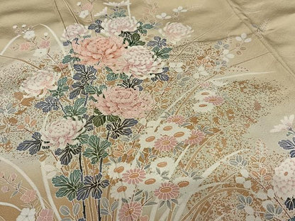 平和屋着物●訪問着　草花文　暈し染め　金彩　正絹　逸品　AAAZ0058zg