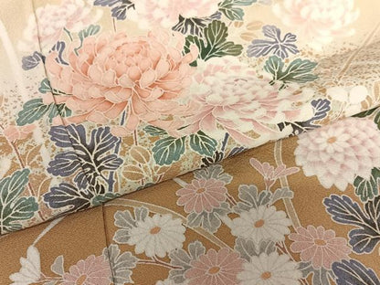 平和屋着物●訪問着　草花文　暈し染め　金彩　正絹　逸品　AAAZ0058zg