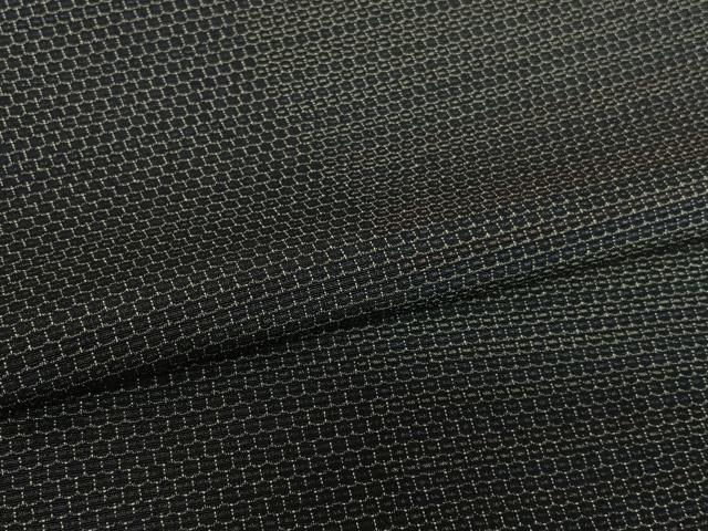 平和屋着物●本塩沢　110亀甲　横段文　正絹　逸品　AAAZ0065zg