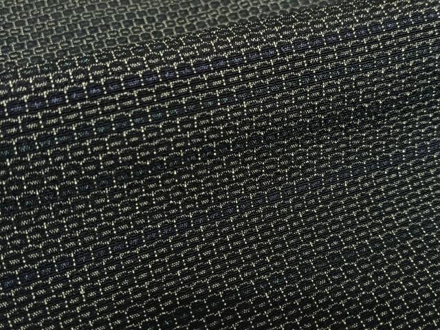 平和屋着物●本塩沢　110亀甲　横段文　正絹　逸品　AAAZ0065zg