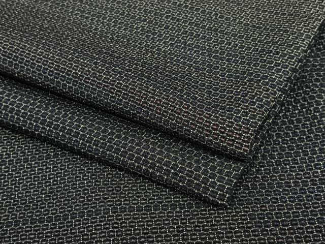平和屋着物●本塩沢　110亀甲　横段文　正絹　逸品　AAAZ0065zg