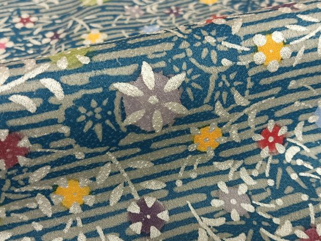 平和屋着物●上質な小紋 型染め 草花文 銀彩 丹後縮緬 仮絵羽 正絹 逸品 未使用 AAAZ0068zg