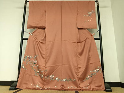 平和屋着物●訪問着 友禅 枝花文 丹後縮緬 上代28万円 仮絵羽 正絹 逸品 未使用 AAAZ0069zg