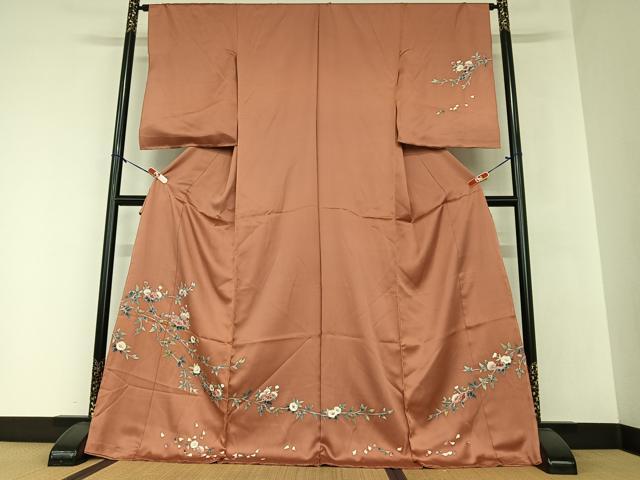 平和屋着物●訪問着 友禅 枝花文 丹後縮緬 上代28万円 仮絵羽 正絹 逸品 未使用 AAAZ0069zg