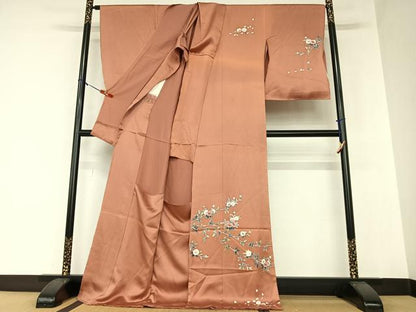 平和屋着物●訪問着 友禅 枝花文 丹後縮緬 上代28万円 仮絵羽 正絹 逸品 未使用 AAAZ0069zg