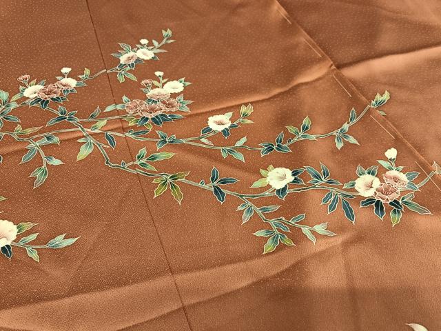 平和屋着物●訪問着 友禅 枝花文 丹後縮緬 上代28万円 仮絵羽 正絹 逸品 未使用 AAAZ0069zg