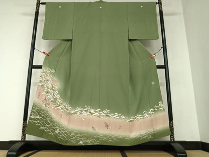 平和屋着物●豪華色留袖 友禅 作家物 修平 松竹梅人物文 暈し染め 金彩 正絹 逸品 AAAZ0073zg