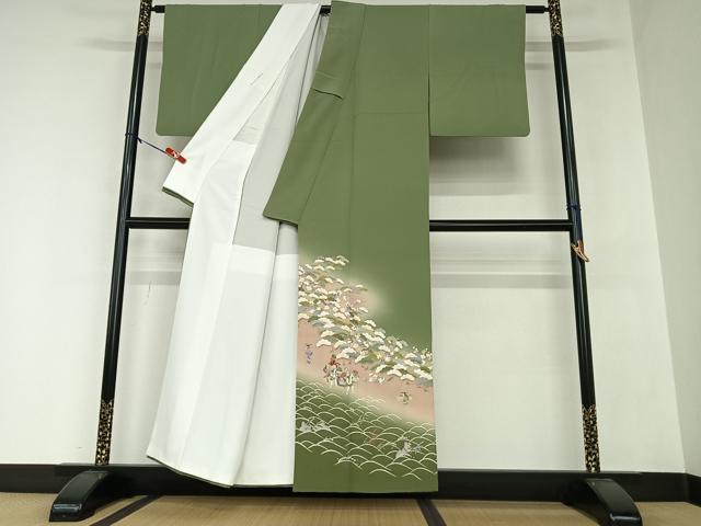 平和屋着物●豪華色留袖 友禅 作家物 修平 松竹梅人物文 暈し染め 金彩 正絹 逸品 AAAZ0073zg