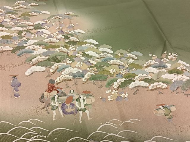 平和屋着物●豪華色留袖 友禅 作家物 修平 松竹梅人物文 暈し染め 金彩 正絹 逸品 AAAZ0073zg