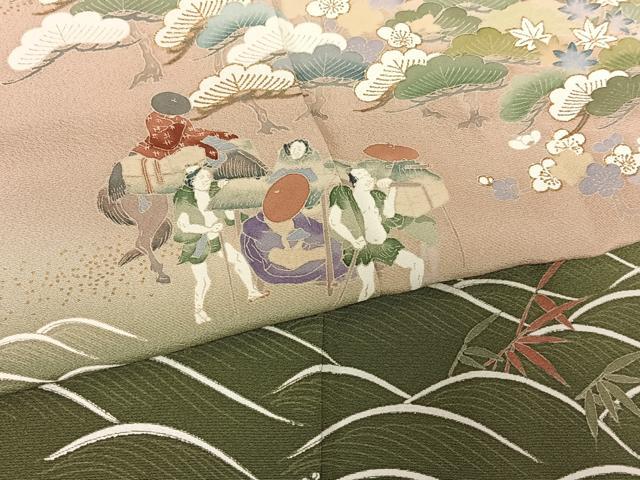 平和屋着物●豪華色留袖 友禅 作家物 修平 松竹梅人物文 暈し染め 金彩 正絹 逸品 AAAZ0073zg