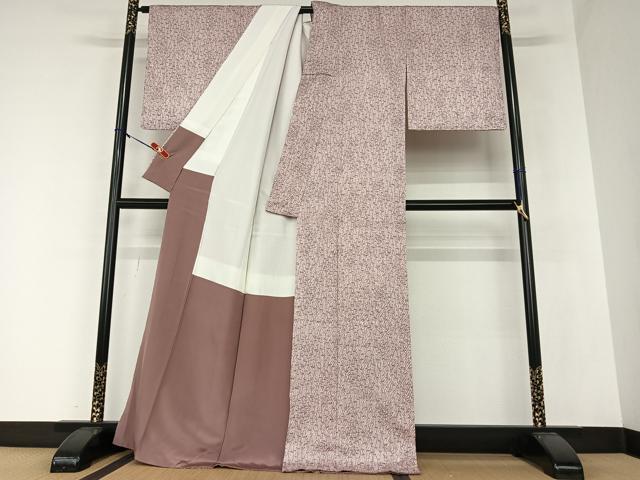 平和屋着物●名門　藤娘きぬたや・総絞り　小紋　草木文　正絹　逸品　AAAZ0081zg