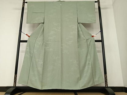 平和屋着物●上質な色無地　雲重ね菱地紋　岩井茶色　正絹　逸品　未使用　AAAZ0100zg