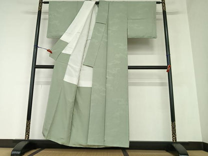 平和屋着物●上質な色無地　雲重ね菱地紋　岩井茶色　正絹　逸品　未使用　AAAZ0100zg