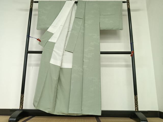 平和屋着物●上質な色無地　雲重ね菱地紋　岩井茶色　正絹　逸品　未使用　AAAZ0100zg