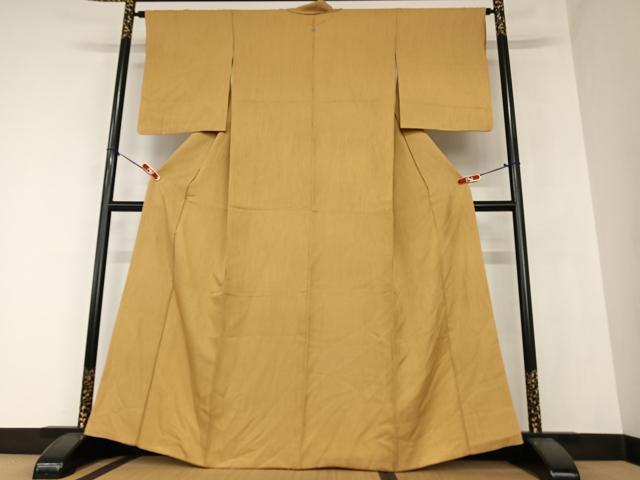 平和屋着物●上質な色無地 縞地紋 芝翫茶色 正絹 逸品 AAAZ0106zg