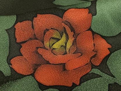 平和屋着物●上質な小紋　薔薇　ろうけつ染め　正絹　逸品　AAAZ0125zg