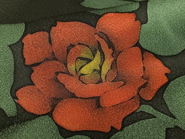 平和屋着物●上質な小紋　薔薇　ろうけつ染め　正絹　逸品　AAAZ0125zg