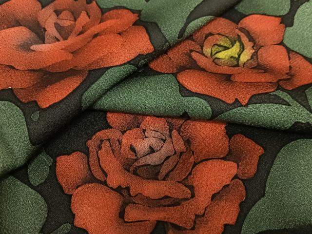 平和屋着物●上質な小紋　薔薇　ろうけつ染め　正絹　逸品　AAAZ0125zg